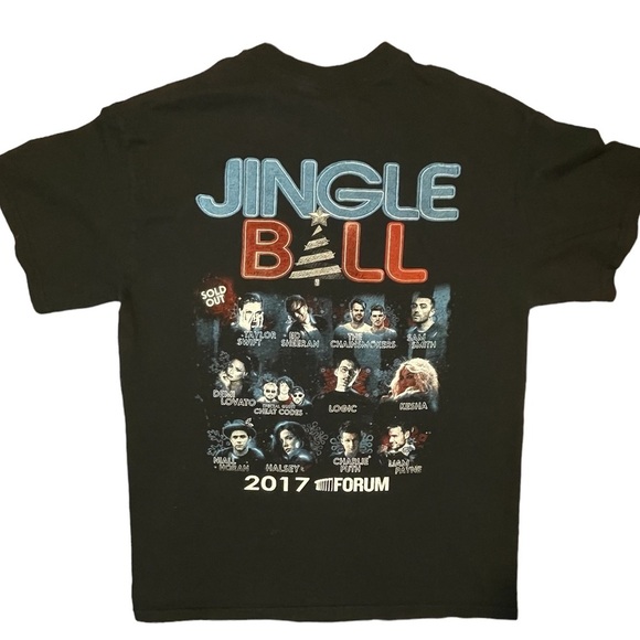 Taylor Swift Concert Shirt Medium Black Ed Sheeran Demi Lovato Jingle Ball 2017 - Picture 2 of 8